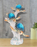 Sea Turtle Statue Triple Turtles Swimming on Coral Reef Base – Ocean-Inspired Polystone Figurine for Coastal, Beach & Nautical Home Decor – Tabletop Accent Sculpture (Blue, 9.5”) - Image 7