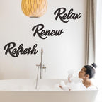 3 Pieces Bathroom Decor Black Bathroom Wall Art Relax Renew Refresh - Image 2
