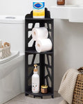 J JINXIAMU Corner Shelves,Corner Shelf Stand Waterproof Great for Bathroom Storage Tight Space,Small Shelf Stand Fit for Toilet Paper Holder Storage, Corner Tables for Small Space,Black by JINXIAMU