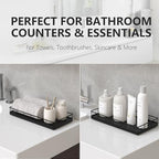 Toilet Paper Basket Organizer, Oak Wood Toilet Tank Tray with Metal Frame - Image 4