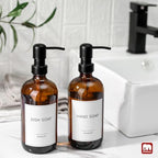 GMISUN Amber Glass Soap Dispenser, 8 Pack Bathroom Hand Soap Dispensers with Stainless Steel Pump, 17 Fl Oz Kitchen Hand and Dish Soap Dispenser Set, Modern Vintage Liquid Brown Soap Dispensers Bottle - Image 4