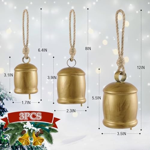 Rowfad Decorative Cow Bells, Christmas Bells, Set of 3 - Image 2