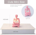 Bookshelf Decor Thinker Statue, Battery Powered Night Light, Modern Abstract Reading Figurines Home Decoration, Aesthetic Living Room Shelf Table Decor, Book Lover Gifts (Pink) - Image 2