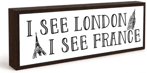 Bathroom Wooden Sign, Travel Style Bathrooms Sign Decor, Paris London Theme Solid Wood Wall Signs, Funny Farmhouse Bathroom Wall Decor, Unique Bathrooms Decorative Gift, 9.5 x 3.1 Inches by Unknown