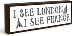 Bathroom Wooden Sign, Travel Style Bathrooms Sign Decor, Paris London Theme Solid Wood Wall Signs, Funny Farmhouse Bathroom Wall Decor, Unique Bathrooms Decorative Gift, 9.5 x 3.1 Inches by Unknown