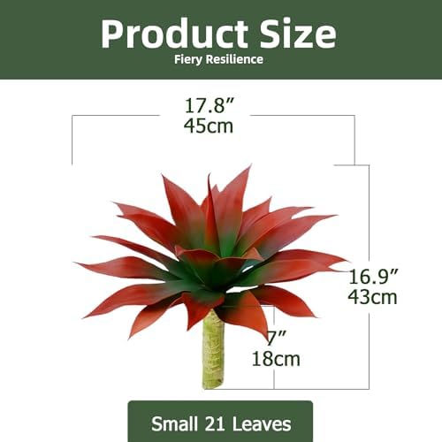 Artificial Agave Faux Agave Fake Greenery 18In Outdoor Artificial Plant Fake Plant for Indoor Home Decoration Plastic Plant Outdoor Decoration Front Porch Decor Simulation Plants 2Pack（Red） - Image 2