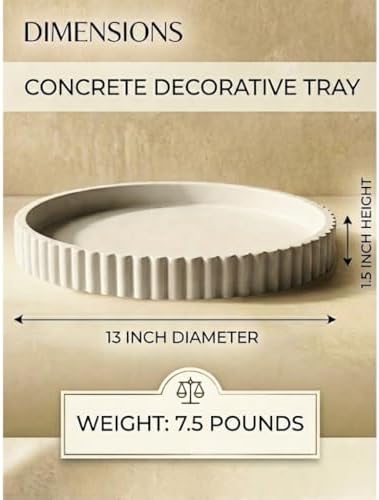 13-Inch Concrete Round Tray Home Decor for Coffee Table Decor - Round Coffee Table Tray - Circular Kitchen Island Trays - Decorative Trays- Gray - Image 2