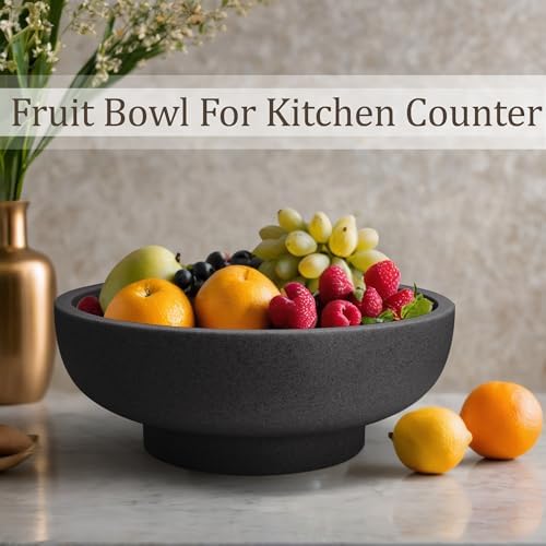 LIN CHUAN Decorative Bowl, Large Fruit Bowl, Artificial Stone Black - Image 4