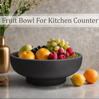 LIN CHUAN Decorative Bowl, Large Fruit Bowl, Artificial Stone Black - Image 4