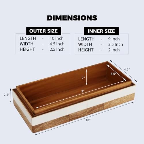 Handicrafts Home White Decorative Storage Box with Lid Wooden Coffee Table Storage Box Decorative Box Organizer for Living Room Home Decor – Resin Inlay Patisserie Delight Collection- 10x4.5x2.5 - Image 2