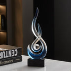 FJS Blue Abstract Flame Sculpture for Living Room Coffee Table Decor - Image 3