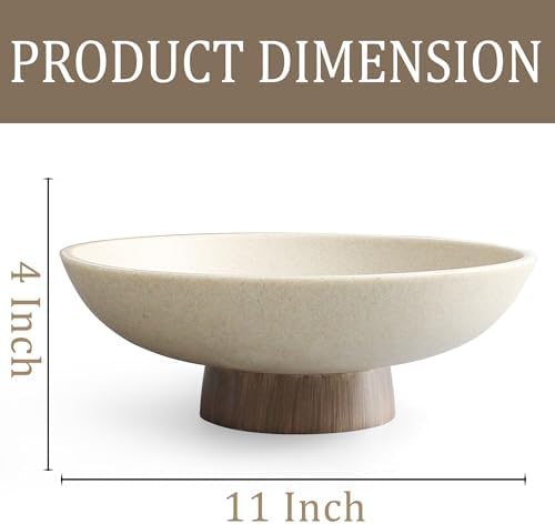 LIN CHUAN Modern Resin Pedestal Bowl – Large Fruit Bowl for Kitchen Counter, Catch All Bowl for Entryway Table, Stylish Key Bowl & Dining Centerpiece, Brown - Image 6