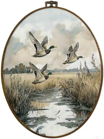 dvhdajed Vintage Mallard Duck Oval Wall Art Decor, Farmhouse Duck Framed Canvas Art, Rustic Cottage Core Farm Animal Oval Wall Hanging Decor for Home Bedroom Living Room, 8.7x11.3 Inch by dvhdajed