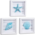 LODOCAVE Blue Seashell Starfish Coastal Wall Decor, 6.3"x6.3" - Image 7