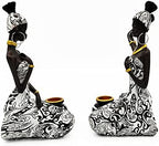 African Statues Art Sculptures Women Figure Girls Tribal Lady Figurine Black Women Home Decor Collectible Creative Vintage Gift Crafts (Black+White) - Image 5