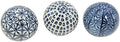 Galt International 4" Diameter Blue & White Floral Chinoiserie Ceramic Ball (Set of 3) Style 2 | Decorative Ball Vase Bowl Filler by GaltInternational