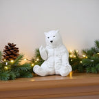 JFSM INC. Polar Bear Raising Middle Finger Figurine Funny Hilarious Decor - Bear Lover Gifts, Cabin Themed Decor, - Image 3