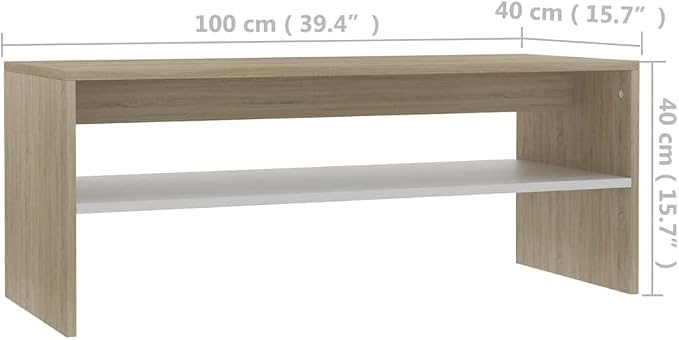 Scandinavian Style Coffee Table White and Sonoma Oak Engineered Wood Small - Image 2