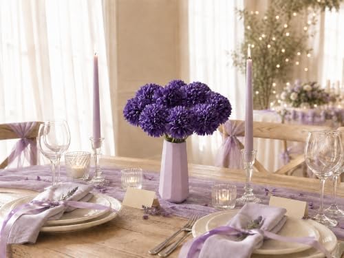 Mandy's 12pcs Artificial Purple Ball Chrysanthemum Flowers - Image 7