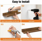 36inch Long Floating Shelves for Wall Decor, 3-Set Shelves with Lip, Brown - Image 5