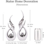 2 PCS White Silver Ceramic Statues For Home Decor Accents, Modern Abstract Art Sculptures, Elegant Tabletop Decorative Objects For Dining Room, Entryway, Tv Stand, Mantel, Coffee Table Centerpieces - Image 2