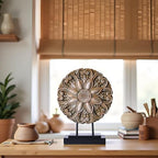 Small Wood Colour Minimalist Round Statue Above Cabinet Decor Kitchen,Modern Decorative Sculpture Home Decorations for Living Room Coffee Table,Office Decor Items,Center Pieces Decoration (Brown) - Image 5