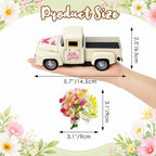 Vintage Metal Truck Decor with Artificial Flowers, Spring Floral Pickup Truck Decoration, Farmhouse Home Decor for Table Shelf Mantel Tiered Tray, Easter Mother's Day Spring Decorations Gift - Image 3