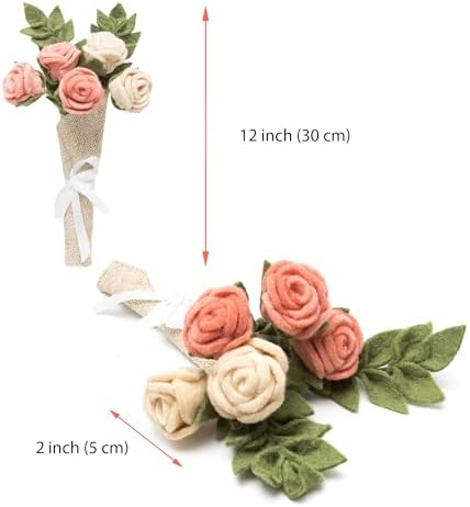 Glaciart One Felt Roses Flowers Artificial Bouquet - 5 pcs|Reusable, Washable and Essential Oil Ready Multi Color Artificial Flowers w/Bendable Wire Stem |Great as Gift and Home or Event Decorations - Image 5