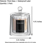 Qtip Holder Apothecary Jars with Lid, 2 Pack Thick Glass, Clear - Image 4