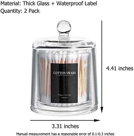 Qtip Holder Apothecary Jars with Lid, 2 Pack Thick Glass, Clear - Image 4
