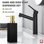 GMISUN Gold Hand Soap Dispenser, Black Glass Soap Dispenser with Gold Pump for Bathroom, 12 fl oz/350ml Refillable Dish Dispensers for Kitchen, Modern Liquid Lotion Bottles for Countertop - Image 5