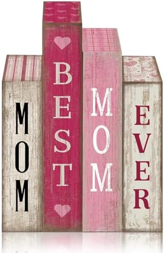 Lineshading 4 Pcs Mothers Day Table Decoration Wooden Book Signs by Lineshading