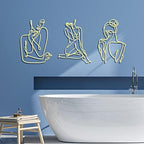 Photect 3 Pcs Metal Wall Art Minimalist Woman Line Decor, Elegant, Gold - Image 6