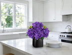 Briful Faux Purple Hydrangea Arrangement, Matte Black Vase Centerpiece - Image 6