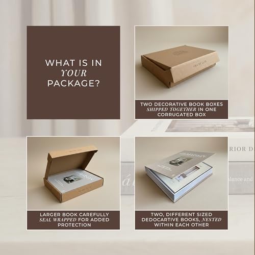 Decorative Fake Books for Home Decor – Set of 2 Linen Faux Book Storage Boxes with Hidden Storage to Reduce Visible Clutter, Coffee Table & Bookshelf Decor for Living Room Styling - Image 4