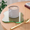 Acrylic Coaster Decorative Plates,Green Bar Drink Coaster, Clear Cloud Shape Coffee Cup Coaster, Perfect for Tabletop Protection and Accessories Display.(Green by Leadiy