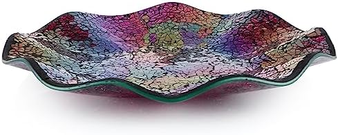 MDLUU Mosaic Centerpiece Tray, 11.6" Decorative Glass Plate, Home Decor Glass Bowl for Dining Room Table, Coffee Table, Gift (Multicolored Purple) by MDLUU