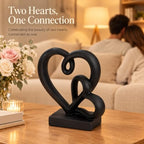Anniversary Wedding Couples Gift Black Hearts Resin Statue Decor - Image 3