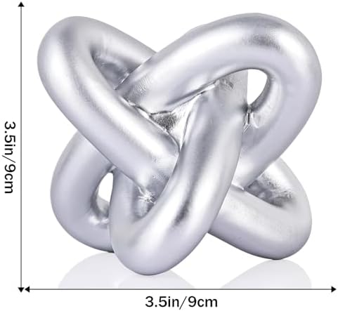 Silver Knot Sculpture, Three Knot Sculpture Silver Home Decor Accent, Suitable for Rustic Style Coffee Tables, Living Room Dining Tables, entryway Shelves, and Small Decorations. - Image 6