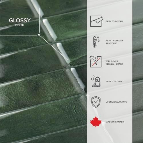 Smart Tiles Peel and Stick backsplash, Stacked Forest Green, 11.43"x9" - Image 6