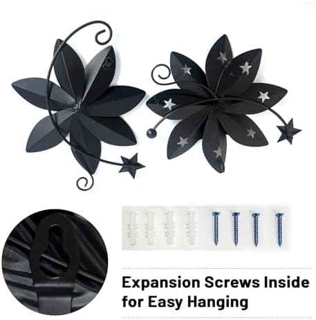 LIFFY Metal Flower Wall Decor, Black & Gold Floral Metal Wall Art for Indoor Outdoor,Black Wall Decor Boho Modern Wall Decor for Bathroom, Living Room, Bedroom, Porch, Garden, Yard (Black & Gold 2) - Image 4
