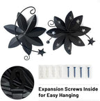 LIFFY Metal Flower Wall Decor, Black & Gold Floral Metal Wall Art for Indoor Outdoor,Black Wall Decor Boho Modern Wall Decor for Bathroom, Living Room, Bedroom, Porch, Garden, Yard (Black & Gold 2) - Image 4