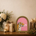 Whimsical Tiger Bubble Gum Pink Wall Art Sign Funky Table Decor - Image 7