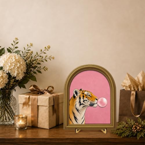 Whimsical Tiger Bubble Gum Pink Wall Art Sign Funky Table Decor - Image 7