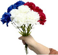 10 Stem Fake Carnation Flowers Stem,Realistic Silk Petals Red White Blue by Unknown