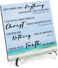 Beach Christian Bible Verse Wooden Sign Desk Decor, Christian Faith Based Gifts Wood Plaque Sign With Stand for Beach Lake House Home Office Desk Table Shelf Decoration, 5x5 Inch by HSIASHENG