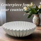 LIN CHUAN Ruffle Decorative Bowl, Large Fruit Bowl, White - Image 3