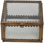 Creative Co-Op Brass and Glass Display Box with Scalloped Edges and Antique Finish, Brass Color - Image 5