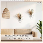 Jexine 4 Pcs Hanging Artificial Planters Wall Decor, Chrome Silver, Pampas - Image 6