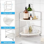 FSyueyun 2-Tier Corner Bathroom Counter Organizer, Vanity Tray, Silver - Image 4